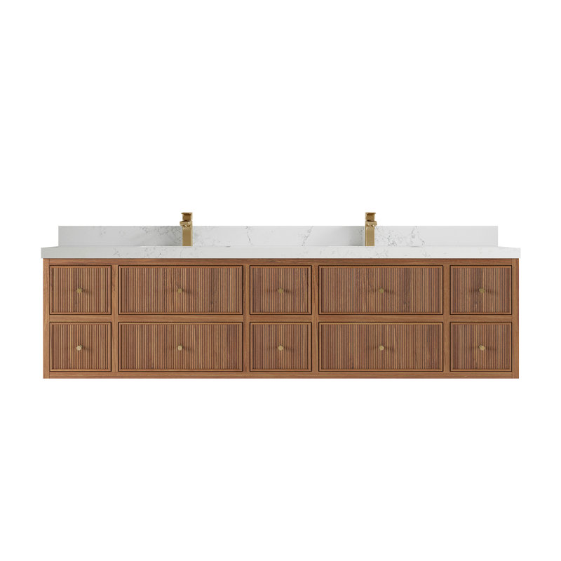 Teck flottant uni de 84 po Sonoma X P 22 po Meuble-lavabo double D, 2 PO – Empira