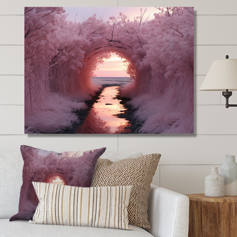 «Pink Floral Tunnel Tranquil Twilight», reproduction sur toile, 30" H x 40" W, Toile tendue