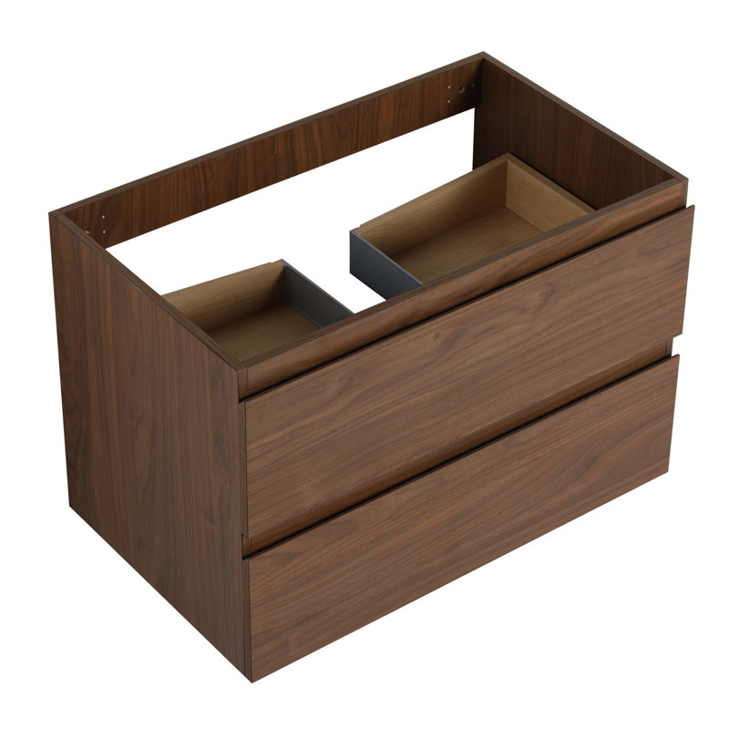 Meuble-lavabo en chêne brun 30 po - avec un design contemporain et un grand espace de rangement avec 2 tiroirs, Chêne brun
