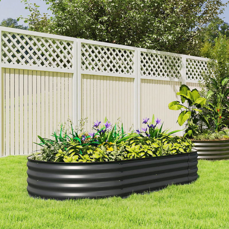 Raised Garden Bed, 30 cm H x 180 cm W x 90 cm D, 1, Grey