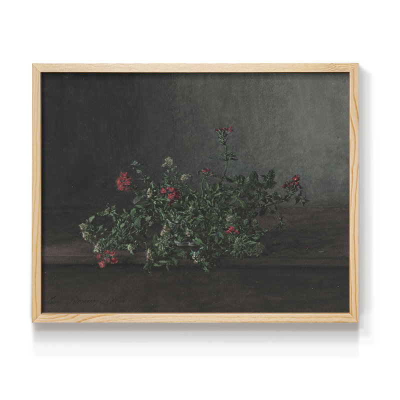 Motif floral rétro - Cxxiii - reproduction encadrée, H 11 po x l 14 po, Naturel