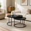 Ensemble de 2 tables basses gigognes 27,6 po, plateau rond en marbre et métal-130074432-130074431-130074436