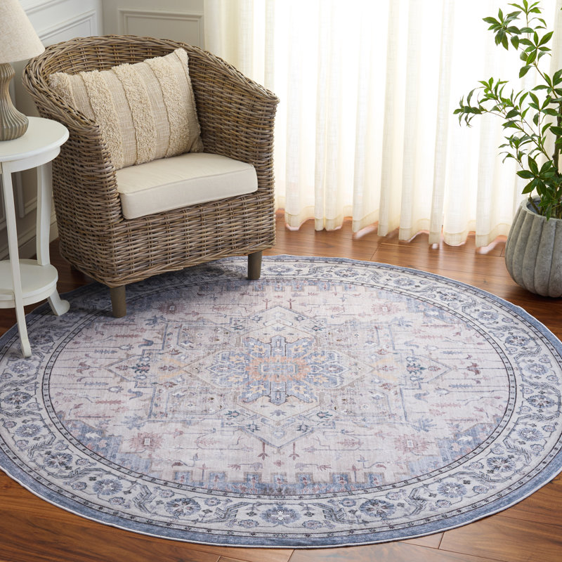 Arizona Performance Machine Washable Oriental Indoor Rug, Round 6'