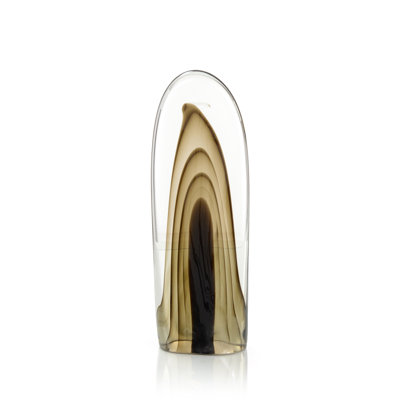 Rippled Brown Handblown Glass Sculpture II