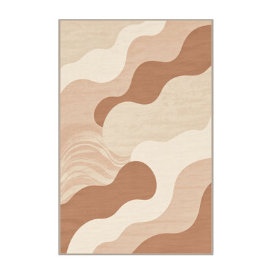 Tapis beige moelleux doux et moelleux de couleur unie minimaliste Ebbert