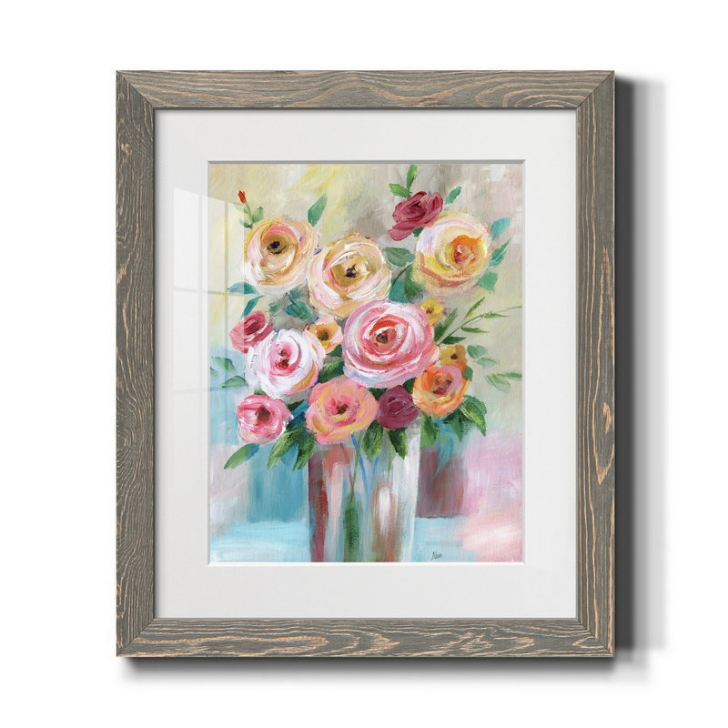 Bouquet vif - reproduction de photo encadrée sur papier, H 24 po x l 18 po x P 1,5 po, gris
