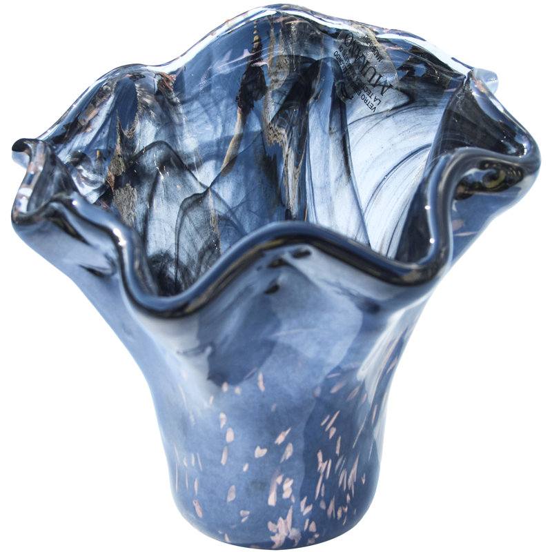 Vase de table en verre fabriqué à la main en gris / cuivre
