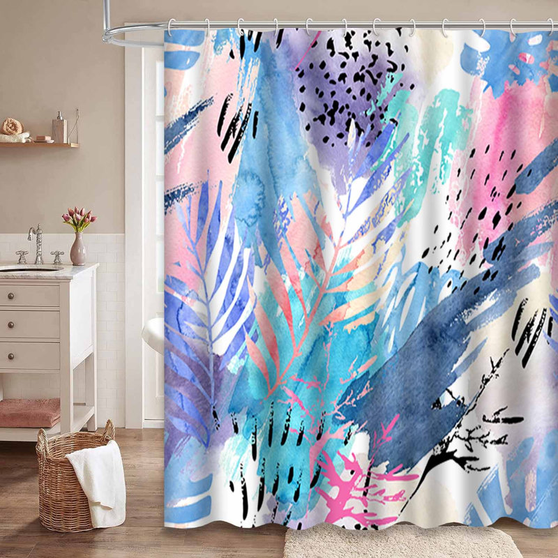 Rideau de douche artistique avec 12 crochets, L 72 po x l 84 po