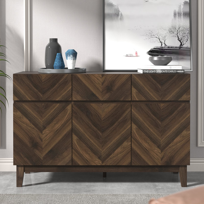 Keitlyn 118.6 Cm Wide 3 Drawer Sideboard, Royal Walnut