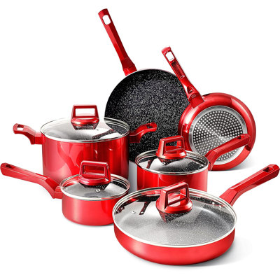 Batterie de cuisine antiadhésive en aluminium 10 pièces