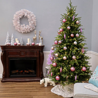 The Holiday Aisle® 7.5ft. Nordic Spruce Slim Tree with Dual Color LED Lights