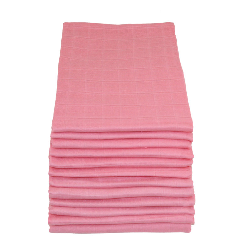 Nottingham MuslinZ 100% Cotton 12 - Piece Muslin Squares, Pink