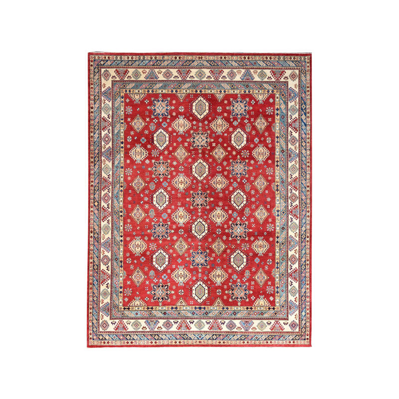 Très grand tapis kazak en laine noué à la main rouge 12 pi x 15 pi 9 po AA45ECA1A3114AED9FEB353BC29827FA