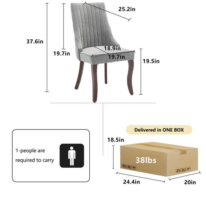 Ensemble de 4 chaises de salle à manger rembourrées en lin Modern Simplicity, Gris