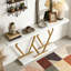 Table console moderne avec plateau en faux marbre-1320156552