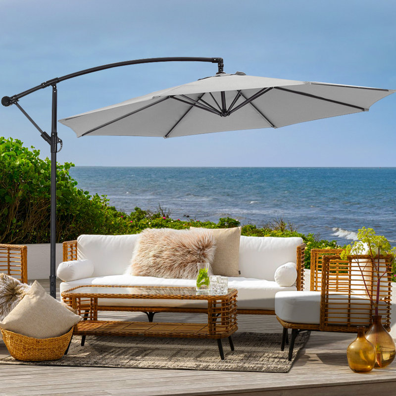 Aalam 300cm Cantilever Parasol, Light Grey