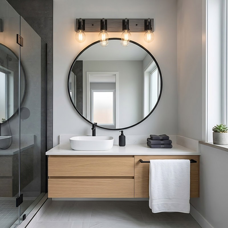 Éclairage pour salle de bain 4 lumières noir mat Rackley