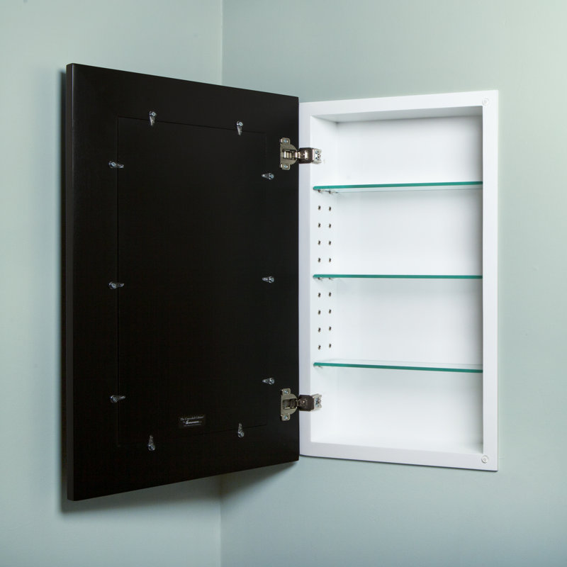 Black Solid Wood Recessed Picture Frame Medicine Cabinet