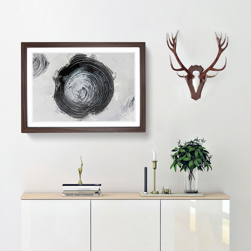 Circle over in Abstracto - Picture Frame Graphic Art Print, 27cm H x 36cm W x 2cm D, Walnut Framed