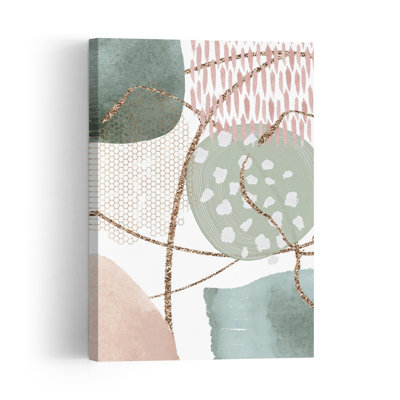 Soft Abstract Shapes Abstract Geometric Modern Moss Wall Art Print 1 Piece Wrapped Canvas Wall Art