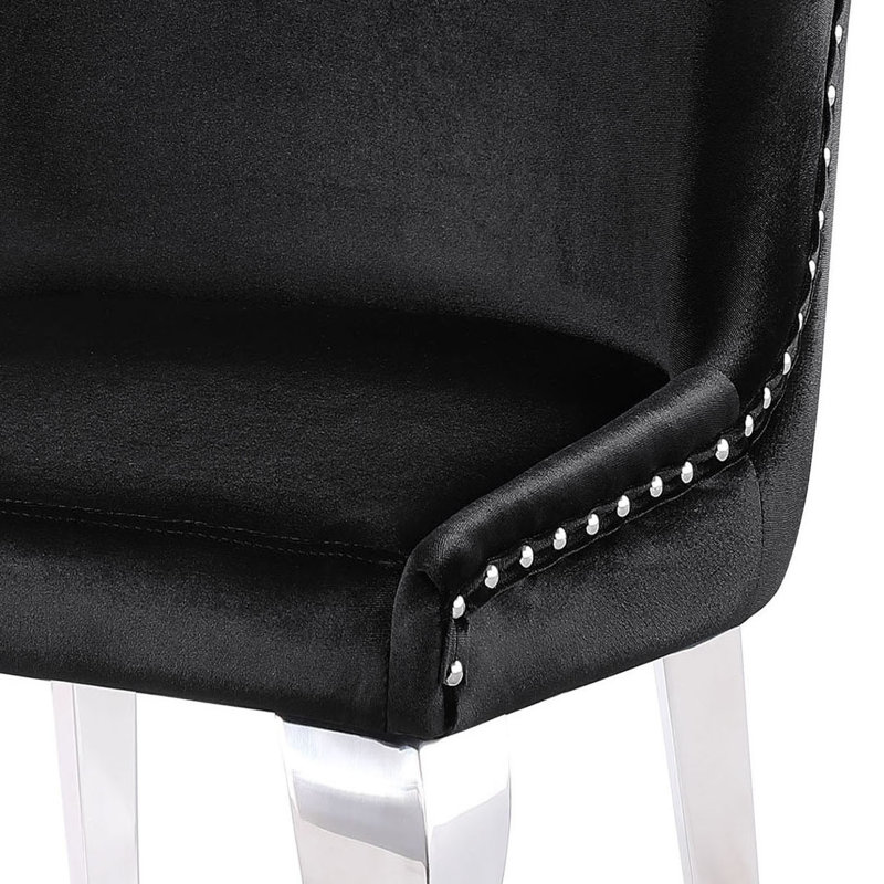 Leother 18'' H Velvet Upholstered Side Chair, Black