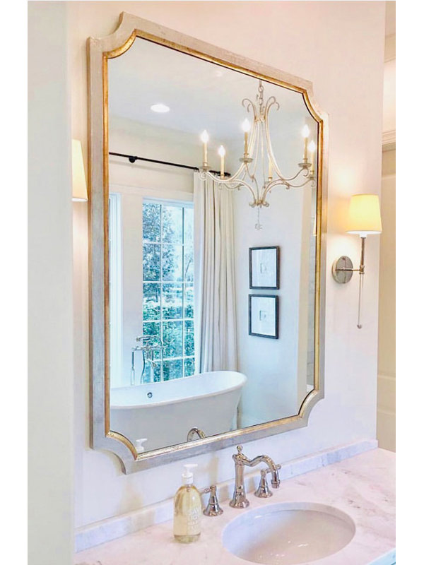 Tulip Rectangle Wall Mirror, Antiqued Silver Leaf/Gold Leaf