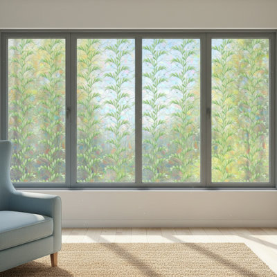 Feuilles colorées autocollant de fenêtre translucide 15,75 po x 39,37 po isolant électrostatique anti-UV en verre de PVC pour le salon de la chambre à coucher, film de fenêtre décoratif étanche à la poussière et réutilisable