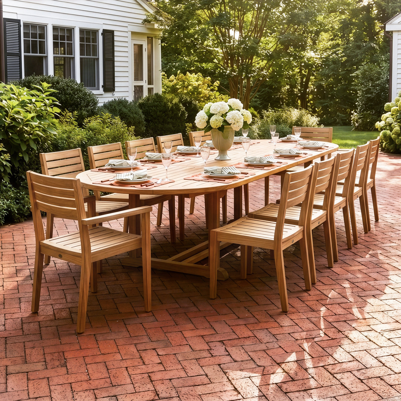 Anautica 118" Teak Patio Dining Set
