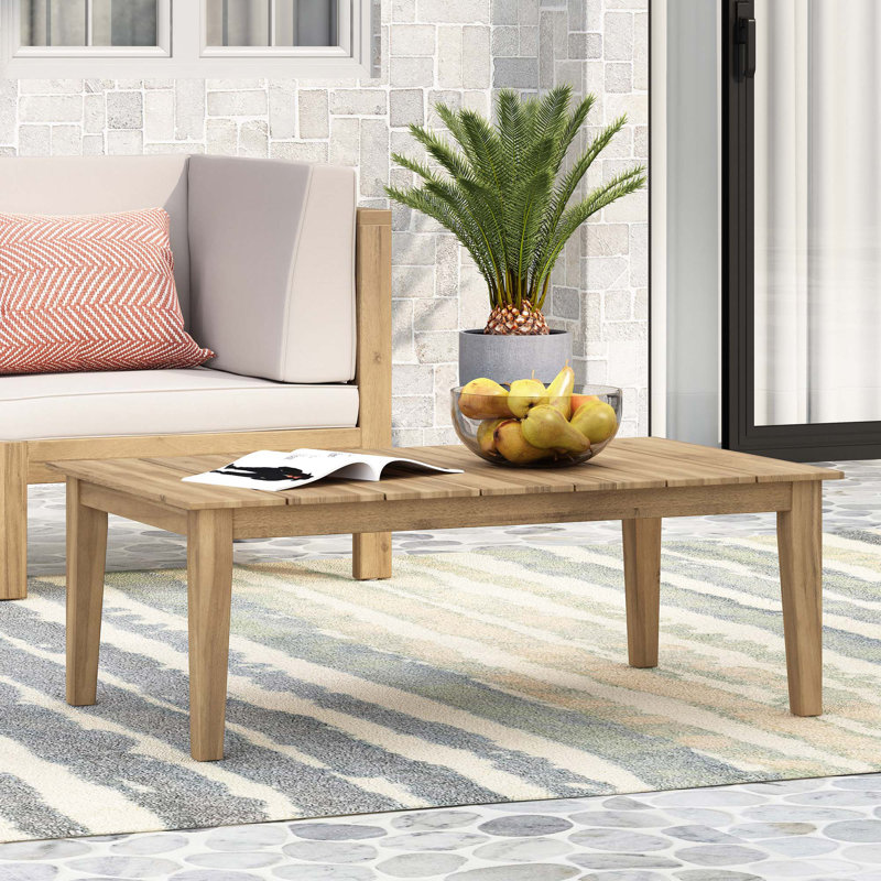 Table basse d'extérieur en bois d'acacia