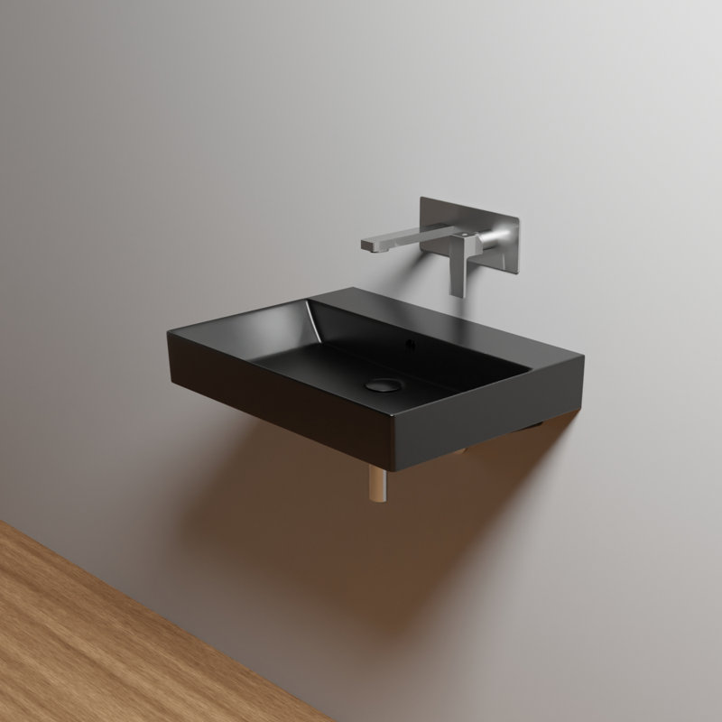 23.6'' L Bathroom Sink, No Faucet Hole, Matte Black