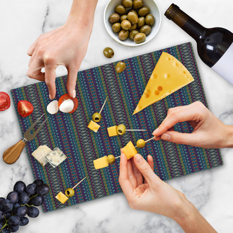 Ambesonne Ethnic Cutting Board Large Triangles and Chevrons Multicolor