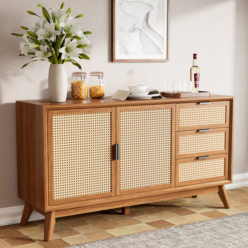 Ailia 58" 3 Drawer Sideboard Fully Assembled, Dark Chocolate