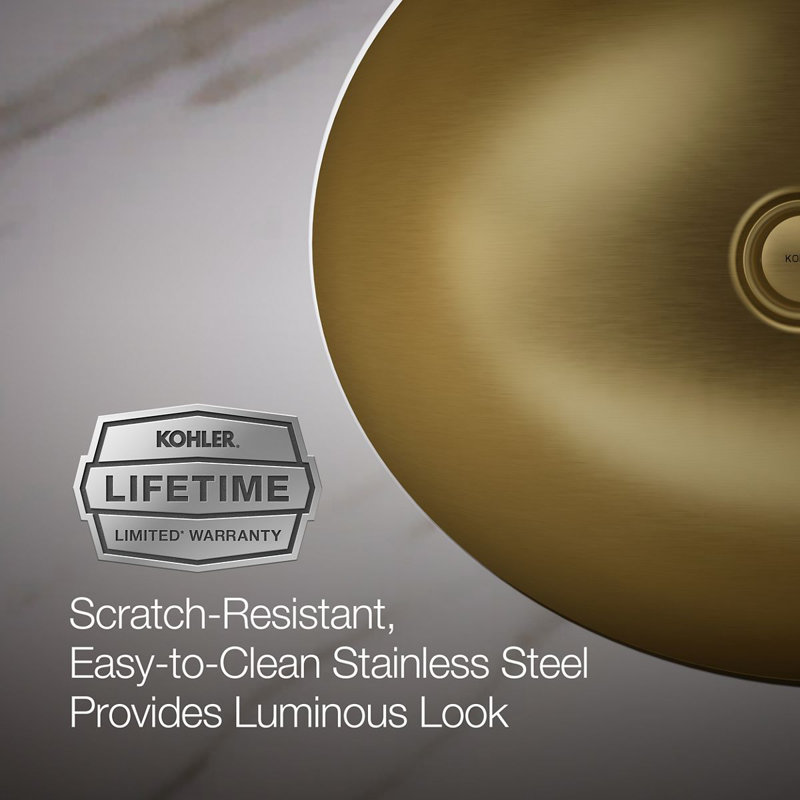 Bachata®20" Oval Drop-In/Undermount Bathroom Sink, No Overflow, Vibrant Brushed Moderne Brass