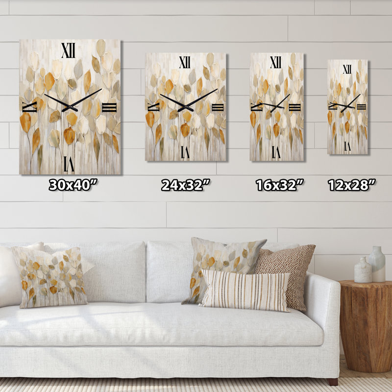 Horloge murale Beige Botanical Impressions II - Abstract Botanicals, H 32 po x l 16 po