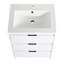 Meuble-lavabo autoportant de 36 po avec lavabo en résine, 1 armoire de rangement et petite armoire murale, tiroirs à fermeture en douceur, contreplaqué blanc brillant pour plus de confort - porte, confort
