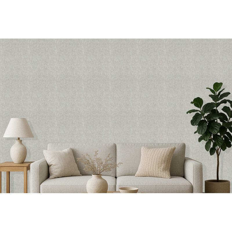 Papier peint en toile de lin Pi., Beige/gris