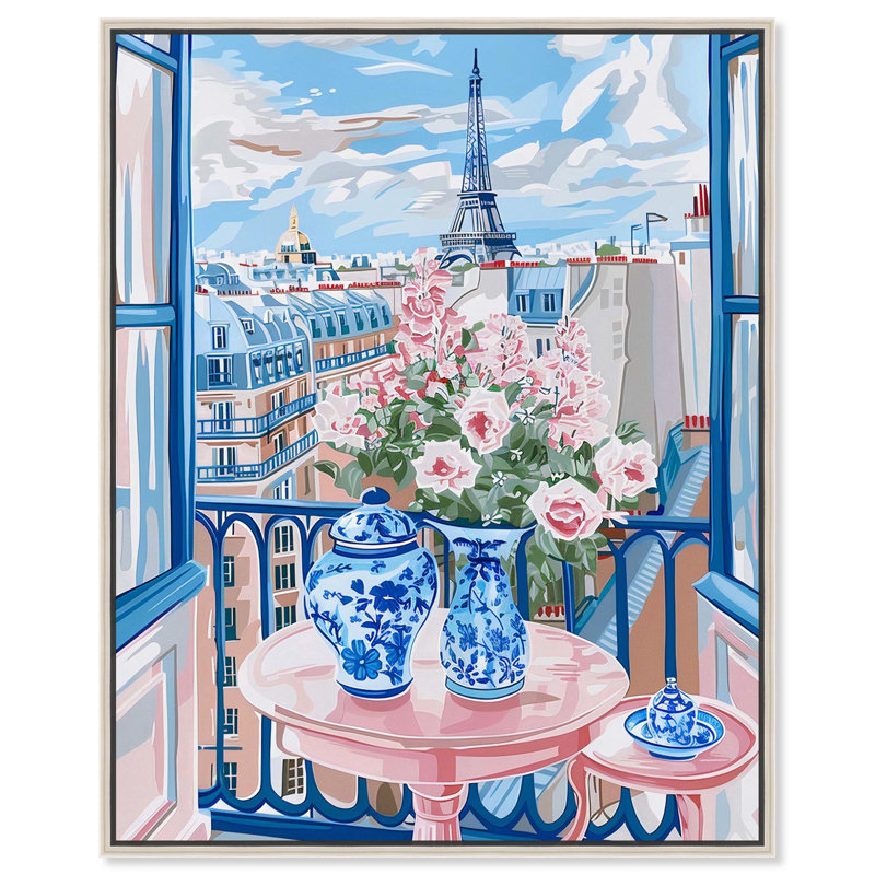 Art mural sur toile A Scene of Paris, Cadre argenté, H 25 po x l 21 po x P 2 po