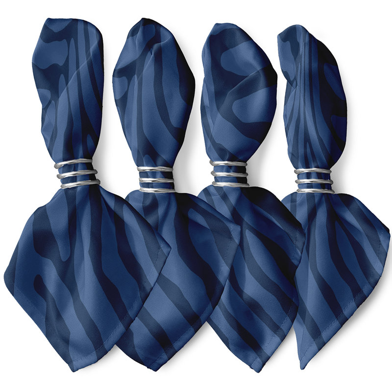 Kyung Polyester Abstract Square Napkin, Navy