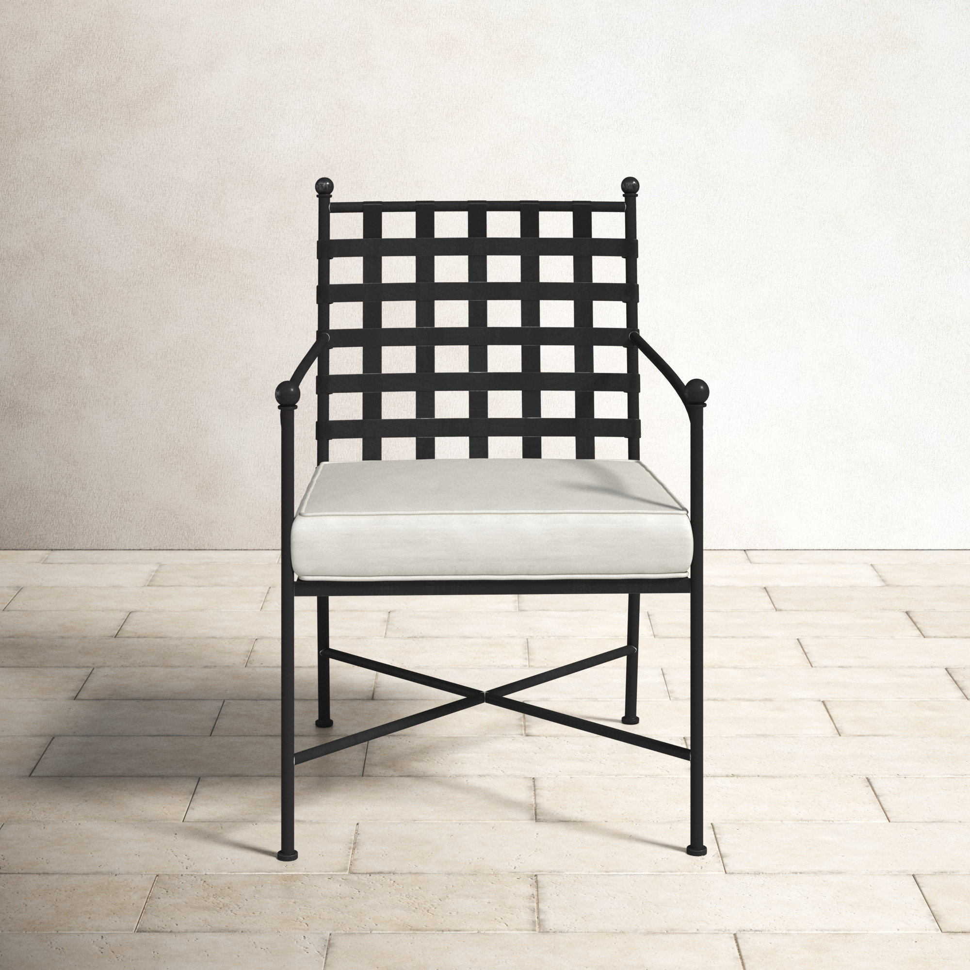 Lucier Premium All-Weather Wicker Outdoor Dining Armchair with Sunbrella® Cushion, Canvas Flax Sunbrella® Canvas