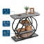 Console d'entrée 39,4 po - 4 tablettes de rangement ouvertes à 4 niveaux, structure ronde en fer, canapé d'appoint en bois de fer pour le salon - gris