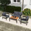 Ensemble de canapé d'extérieur en fer pour plusieurs personnes avec une table, décoration en rotin, imperméable, antirouille, adapté au jardin, pelouse, gris-614084111
