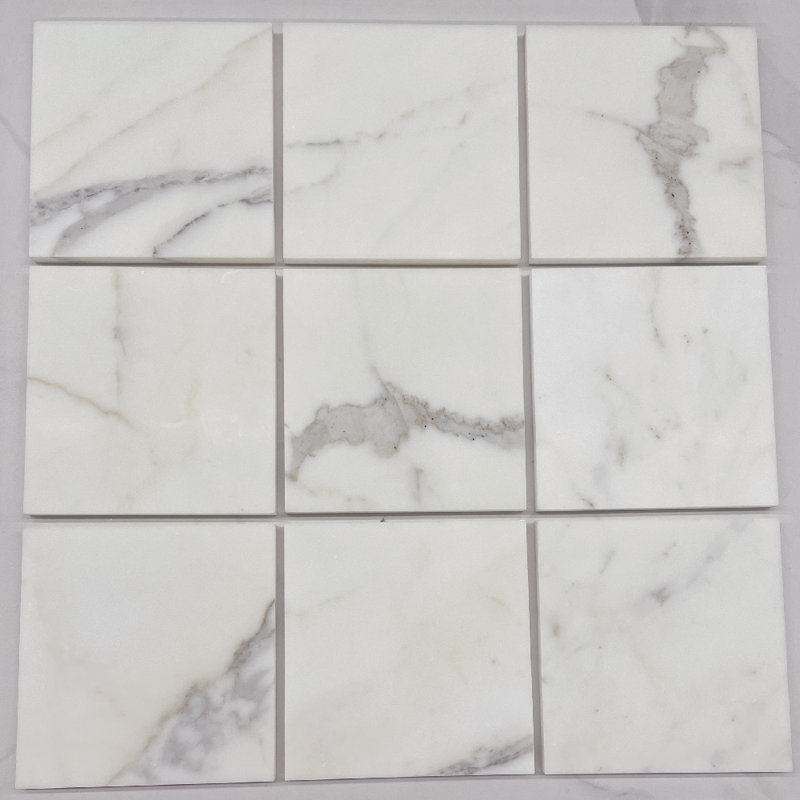 Calacatta 6" x 6" Marble Mosaic Tile, LIght Gray