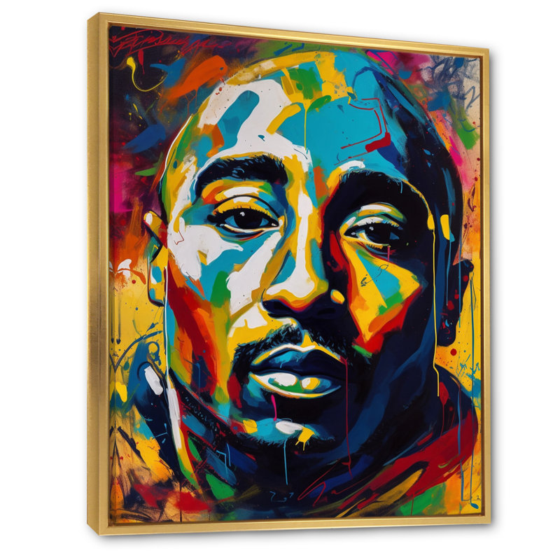 Pop2 Pac Singer I - Imprimé, Cadre flottant doré, H 32 po x l 24 po x P 1 po