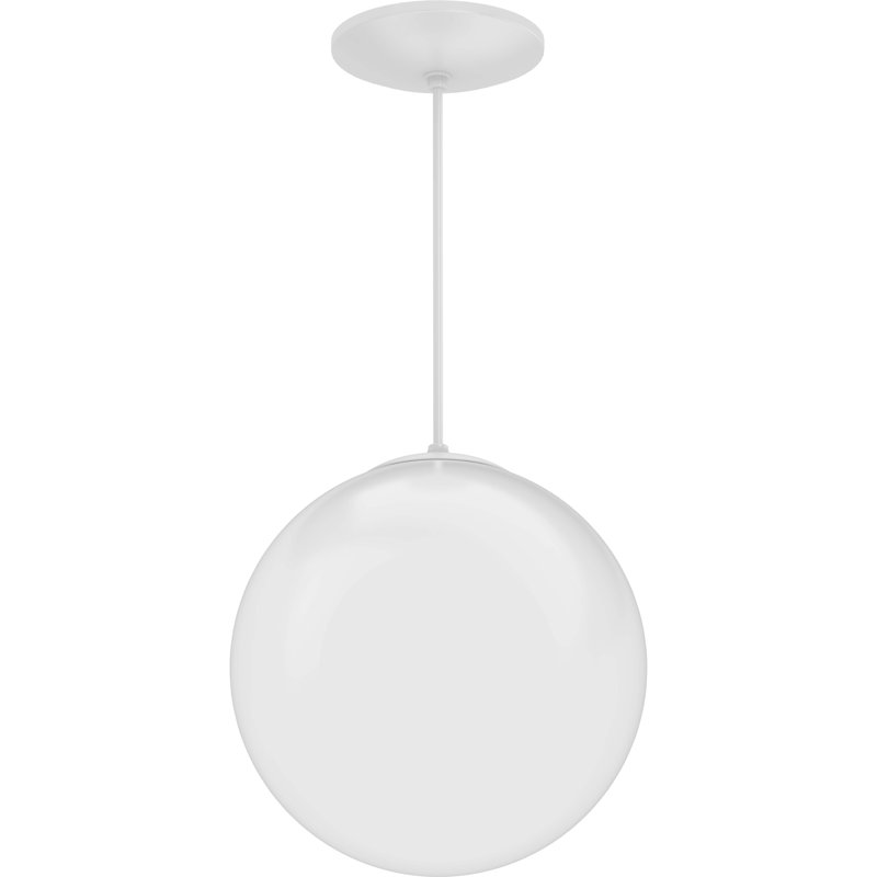 Luminaire suspendu sphérique blanc 1 lumière à 1 lumière avec abat-jour en verre opale blanc 1 lumière, 8" H x 8" L x 8" D