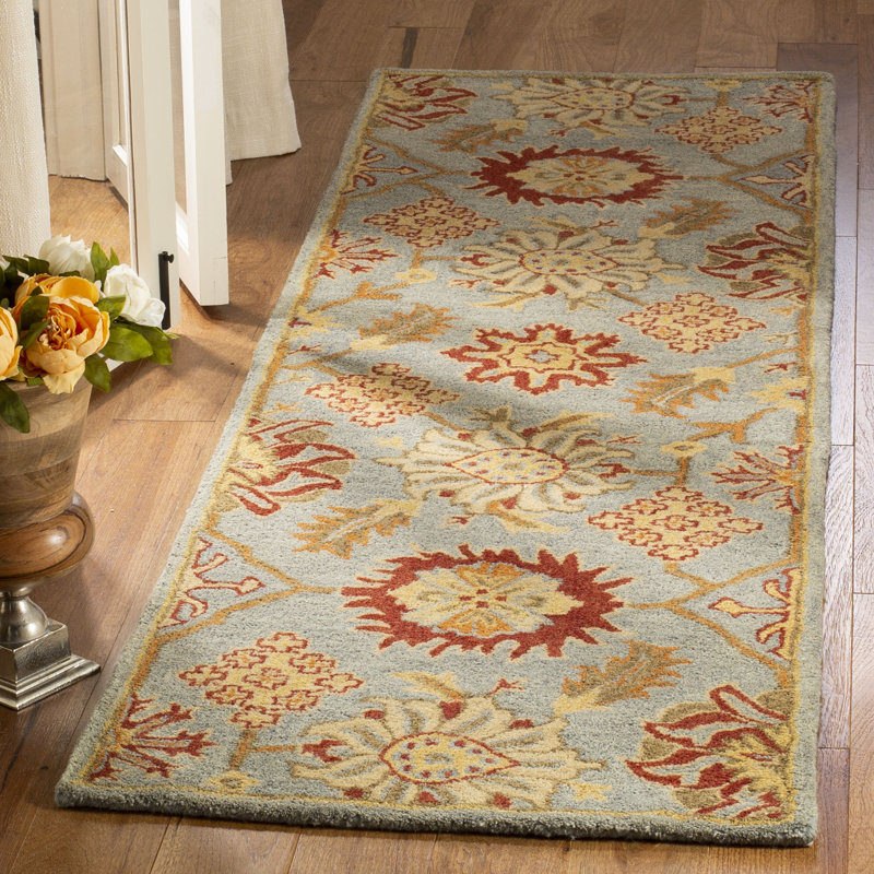 Tapis oriental en laine touffeté à la main Wahcheechee, Tapis de couloir 2 pi 3 po x 8 pi