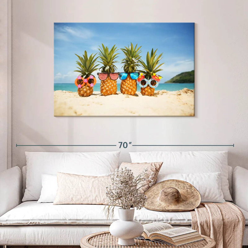 Yarlin Summer Beach Pineapples, 30" H x 45" W