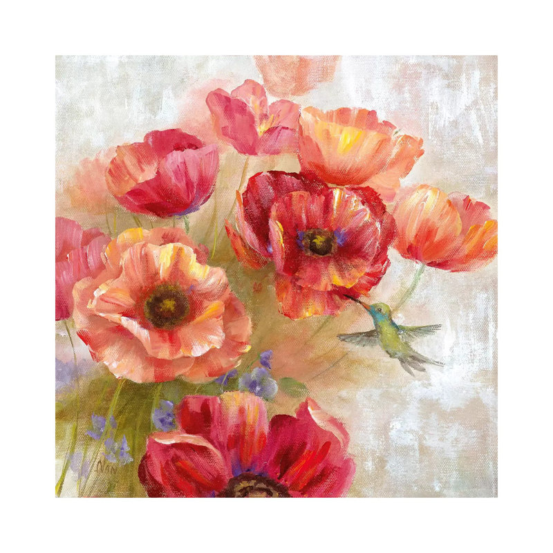 Hummingbird Garden II by Nan - Painting on Canvas, 30.48 cm H x 30.48 cm W, Wrapped Canvas