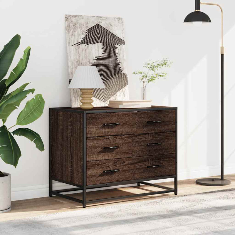 Sharrika Metal Standard Accent Chest, Brown Oak