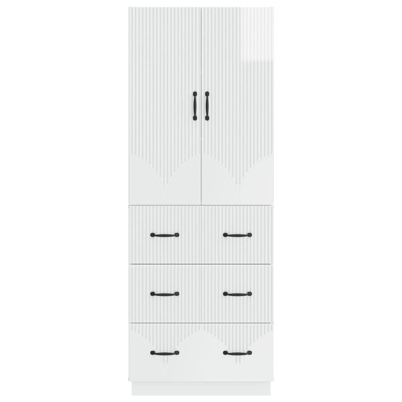 2 -Door 3 -Drawer 2 -Shelf Storage Cabinet, High Gloss White