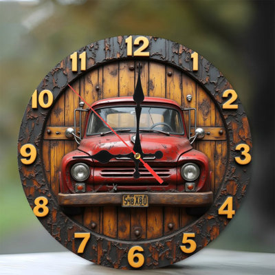 10'' Round MDF Wall Clock with Silent Quartz Movement and No-Drill Hanging Hook(AA Batteries Not Included)